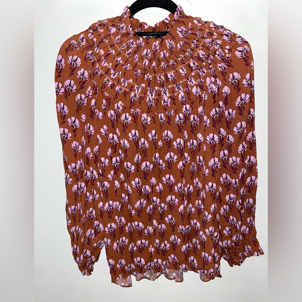 Zara orange floral blouse - sz L